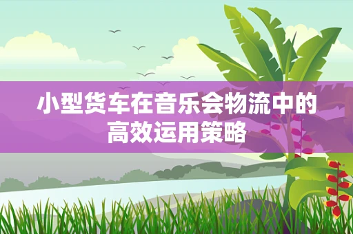 小型货车在音乐会物流中的高效运用策略