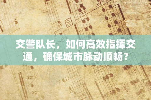 交警队长，如何高效指挥交通，确保城市脉动顺畅？