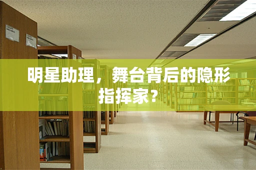 明星助理，舞台背后的隐形指挥家？