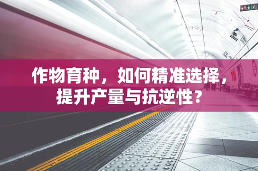 作物育种，如何精准选择，提升产量与抗逆性？