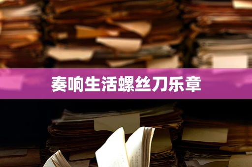 奏响生活螺丝刀乐章