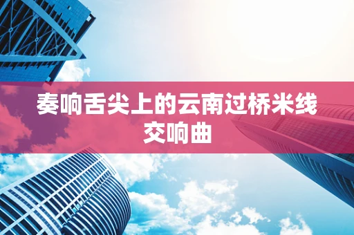 奏响舌尖上的云南过桥米线交响曲
