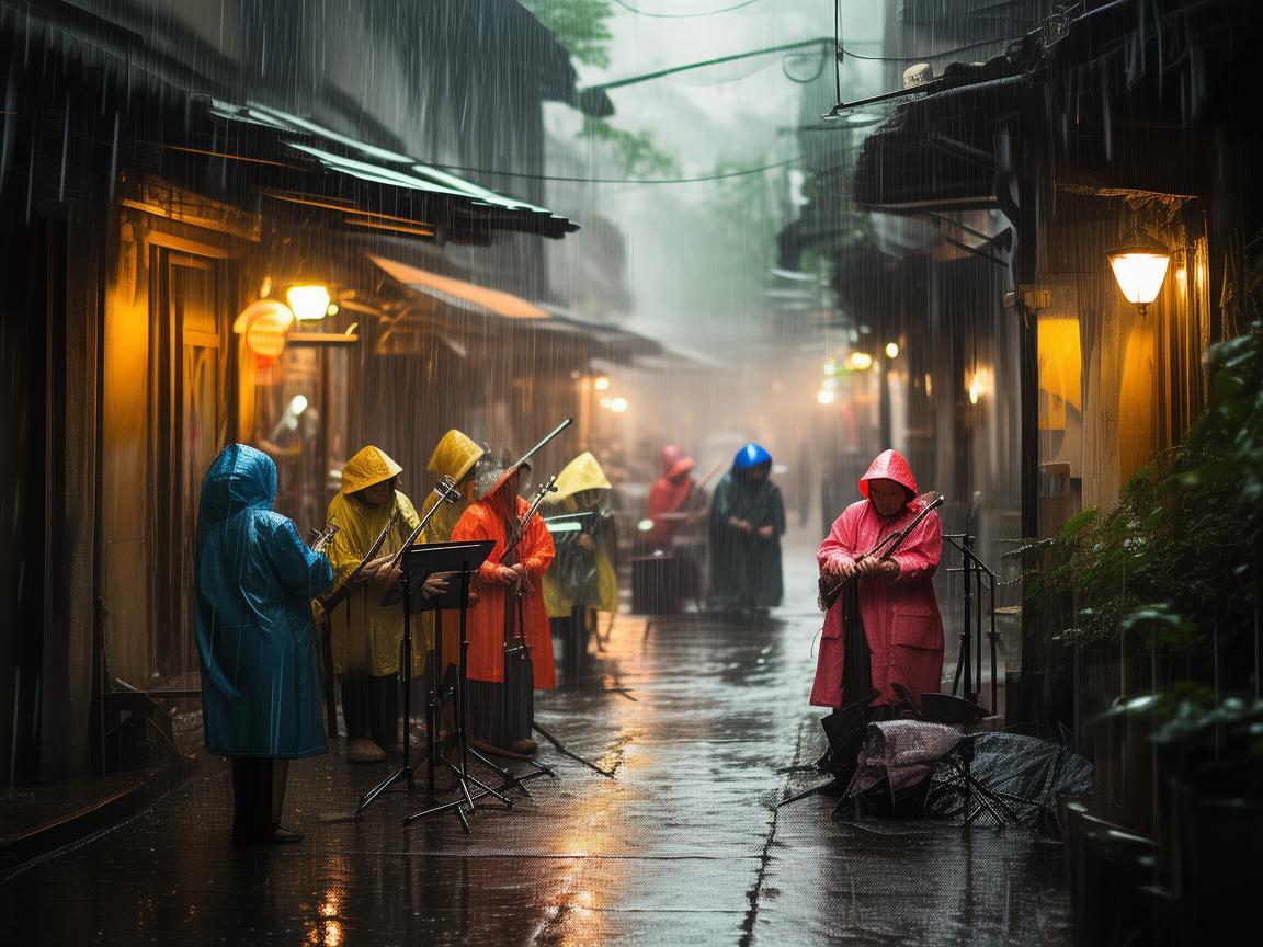 雨中奏响的雨衣乐章
