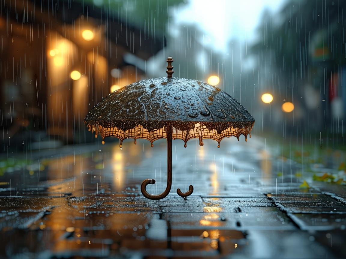 雨中奏响的雨伞乐章