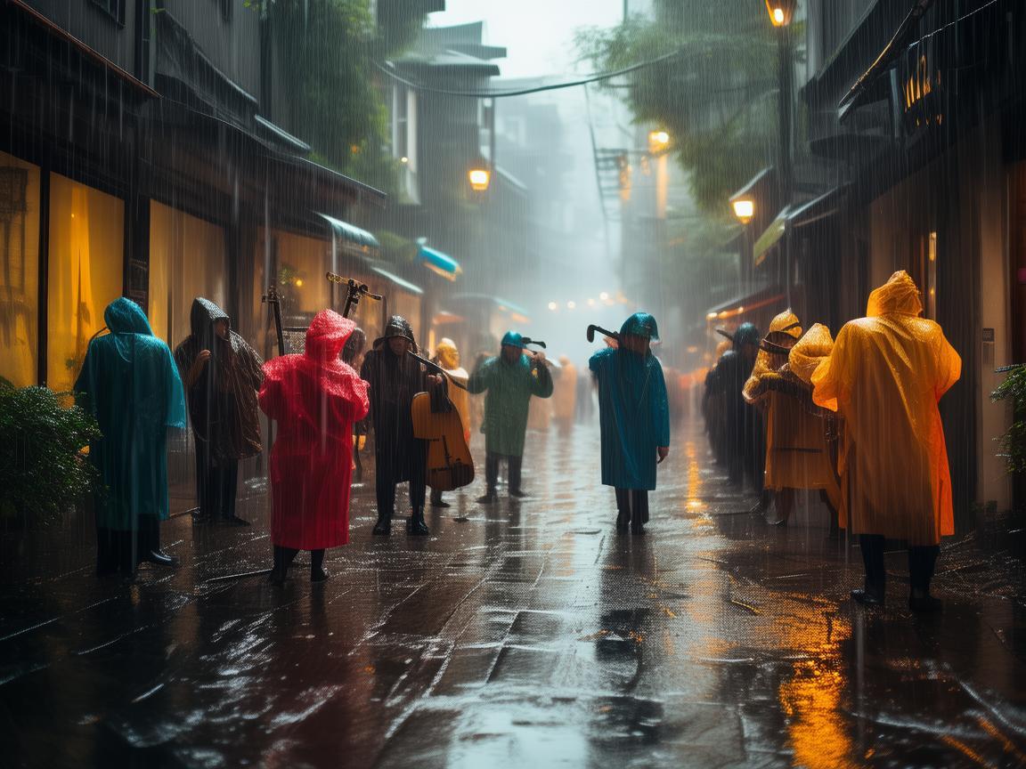 雨中奏响的雨衣乐章